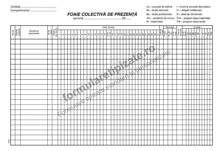 Fișă de pontaj